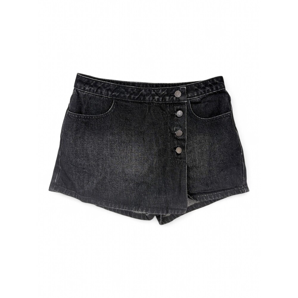 BDG Black Denim Skort Shorts Button-Front Size 27